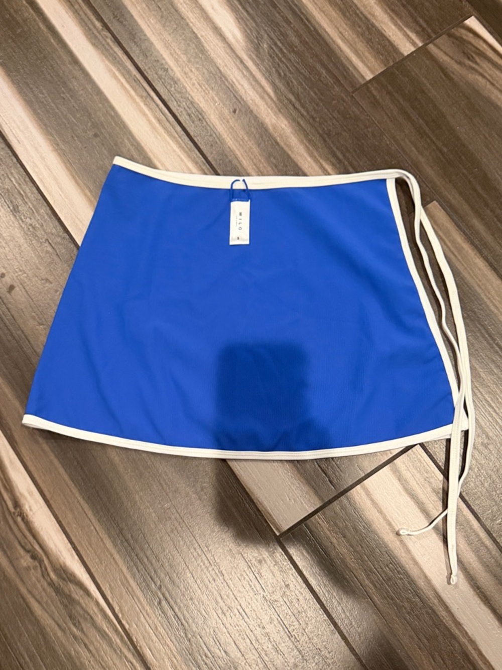 Blue One-Piece Swim Skirt with White Trim - Unbranded